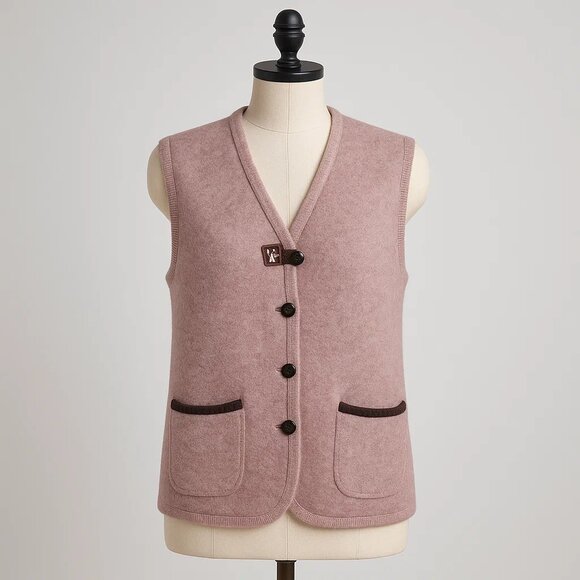 Vintage Wool Vest Cardigan Embroidered Squirrel Oversized Whimsical Rustic 90s - Picture 1 of 9